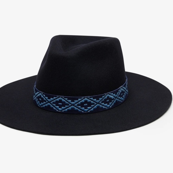 Anthropologie Accessories - Anthropologie Wyeth Navy  Fedora Hat with Blue Patterned Band O/S